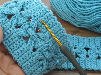 Very easy ???? ⚡⚡Woow. !!!!⚡⚡ Very easy Tunisian crochet chain very stylish hair band making #crochet