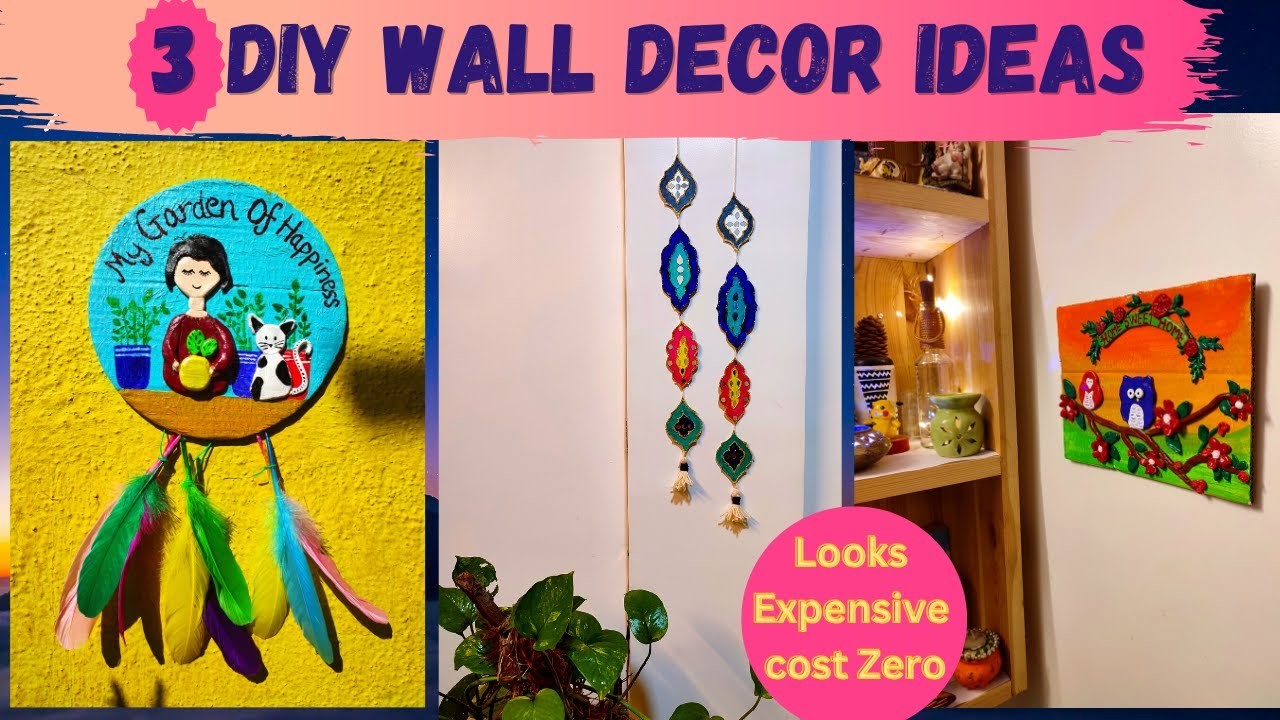 Wall hanging craft ideas| Looks expensive cost zero | #expensive #zerocost #diy #bestoutofwaste