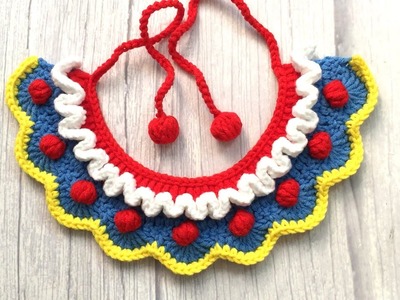 #86  Crochet Snow White cat collar