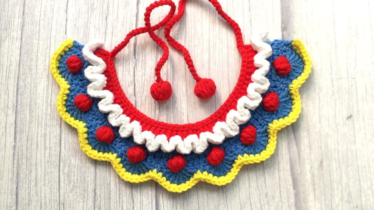 #86  Crochet Snow White cat collar