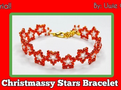 Beading Tutorial: How to Make Seed Beads Christmas Stars Bracelet.Christmas Gift Idea.DIY