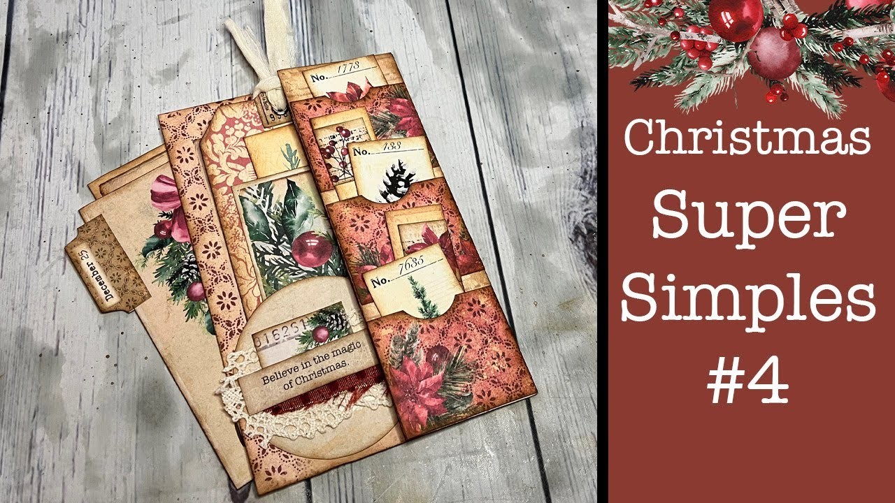 Christmas Super Simples #4 FULL TUTORIAL, Christmas Junk Journaling Tutorial & Kit, Pink Monarch