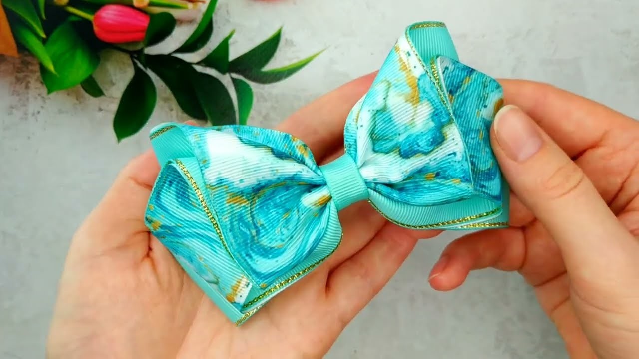 Classic Hair Bow from Ribbons - How to make Hair Bows step by step tutorial