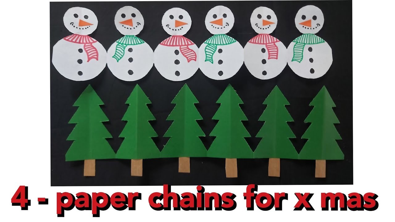 Easy decorative paper chains for Christmas.how to make beautiful paper garland.paper cutting ideas