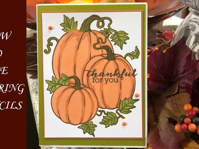 How I use Layering. Coloring Stencils Hero Arts Pumpkin Bunch Stamps Thanksgiving Card