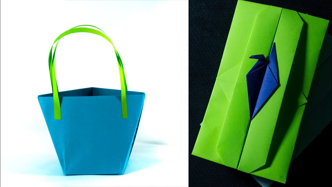 How to make a paper BAG Origami HandBag - DIY Crane Envelope Origami