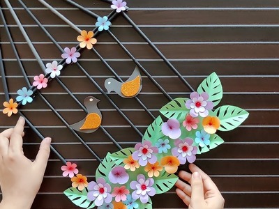 How To Make Bird Cage By Paper | Paper Flower  Wall Hanging Craft | Paper Craft For Home Decoration