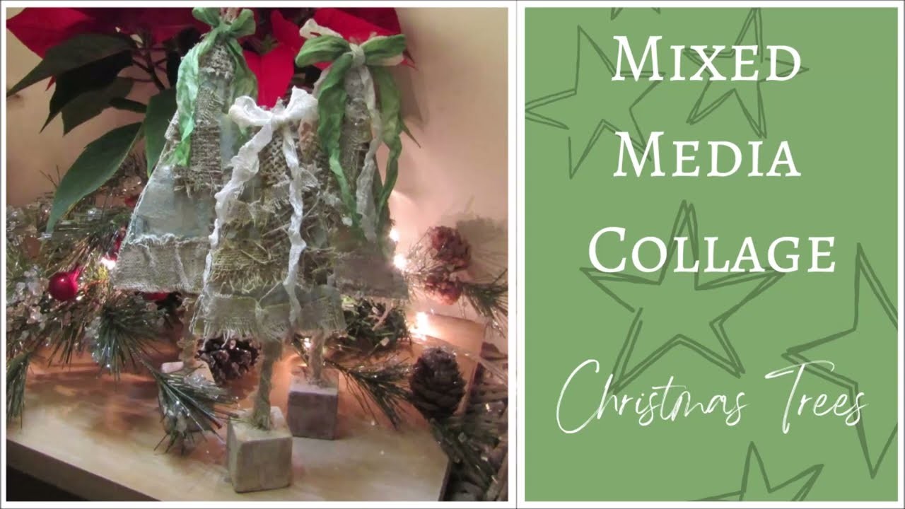 Mixed Media Collage Christmas Trees