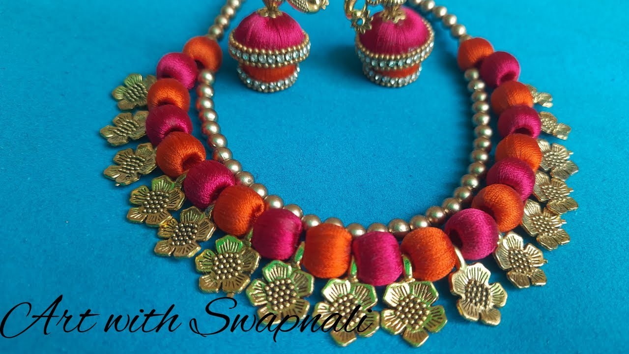 Silk thread Nacklace design || party ware  & easy to make #artwithswapnali2920