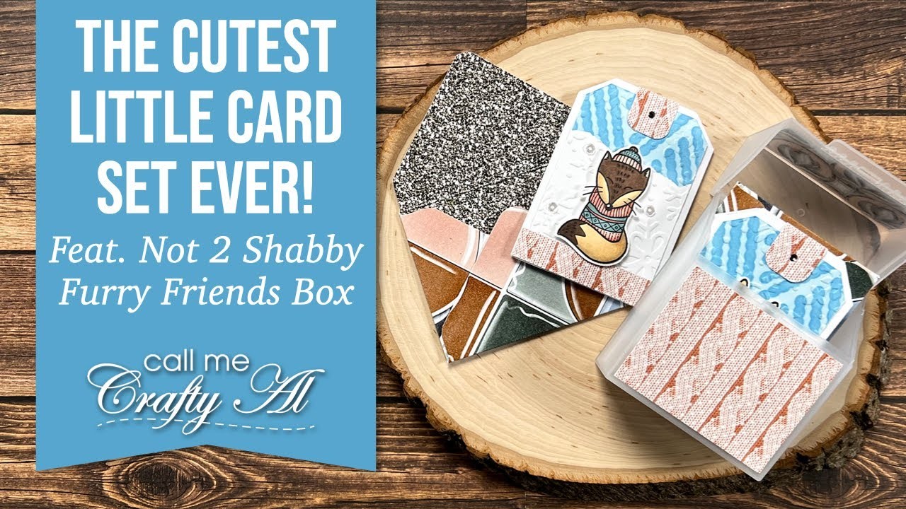 The CUTEST Card set EVER! Mini Tag Cards with Decorated Holder | @Not2ShabbyShop Furry Friends