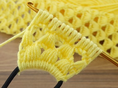 Wow. !!!! Very easy triangular sliced ​​Tunisian crochet hair band, detailed explanation of making