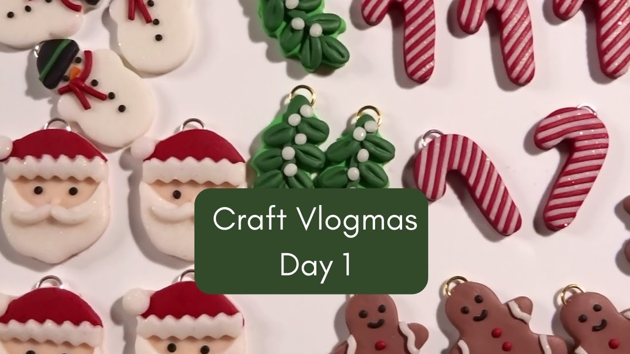 Crafty Vlogmas Day 1. Making Polymer Clay Christmas Earrings. Craft Desk Tidy and Clean