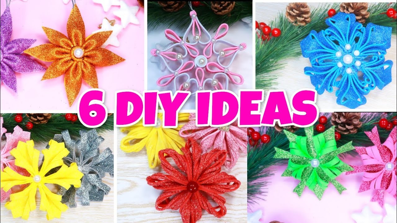 ???? DIY ???? Christmas decor ornaments, christmas ornament tutorial, glitter foam sheet craft, foamiran