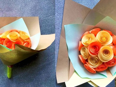 DIY Paper Flower BOUQUET.Birthday Gift ideas. Flower Bouquet making at Home. Unique Flower Bouquet