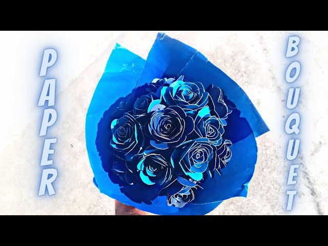 Diy paper flower bouquet | Flower bouquet making with paper| Flower bouquet wrapping