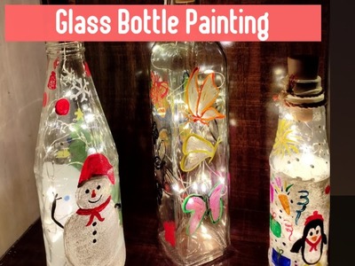 Glass Bottle Painting Decoration Idea | DIY HomeDecor | Recycled Craft ideas |Easy Bottle Decoration