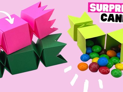 How to make origami Christmas candy box EASY. Origami surprise candy box.