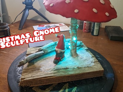 I made a Christmas Gnome polymer clay diorama!