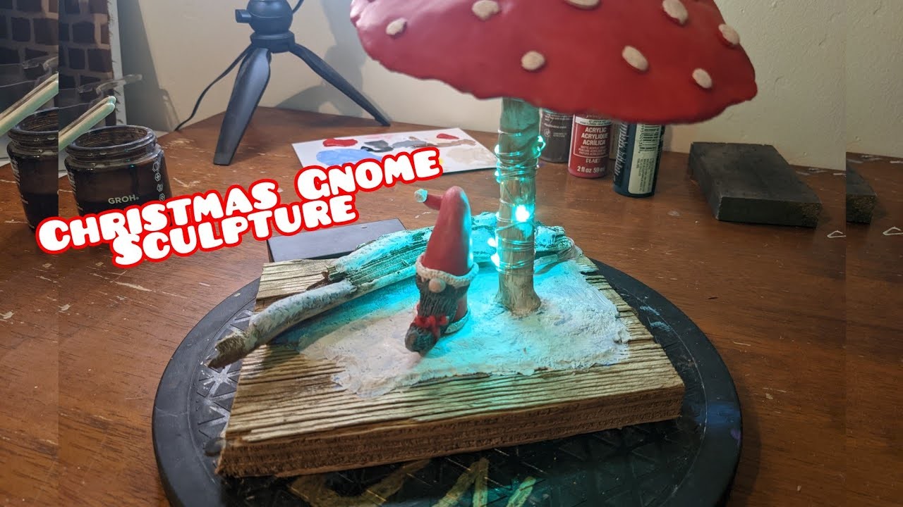 I made a Christmas Gnome polymer clay diorama!