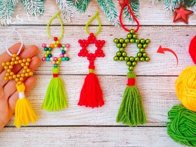 ⭐???? It's so Beautiful ❤️️ Superb Christmas Craft Idea with Wool and Beads - DIY Easy Christmas Crafts