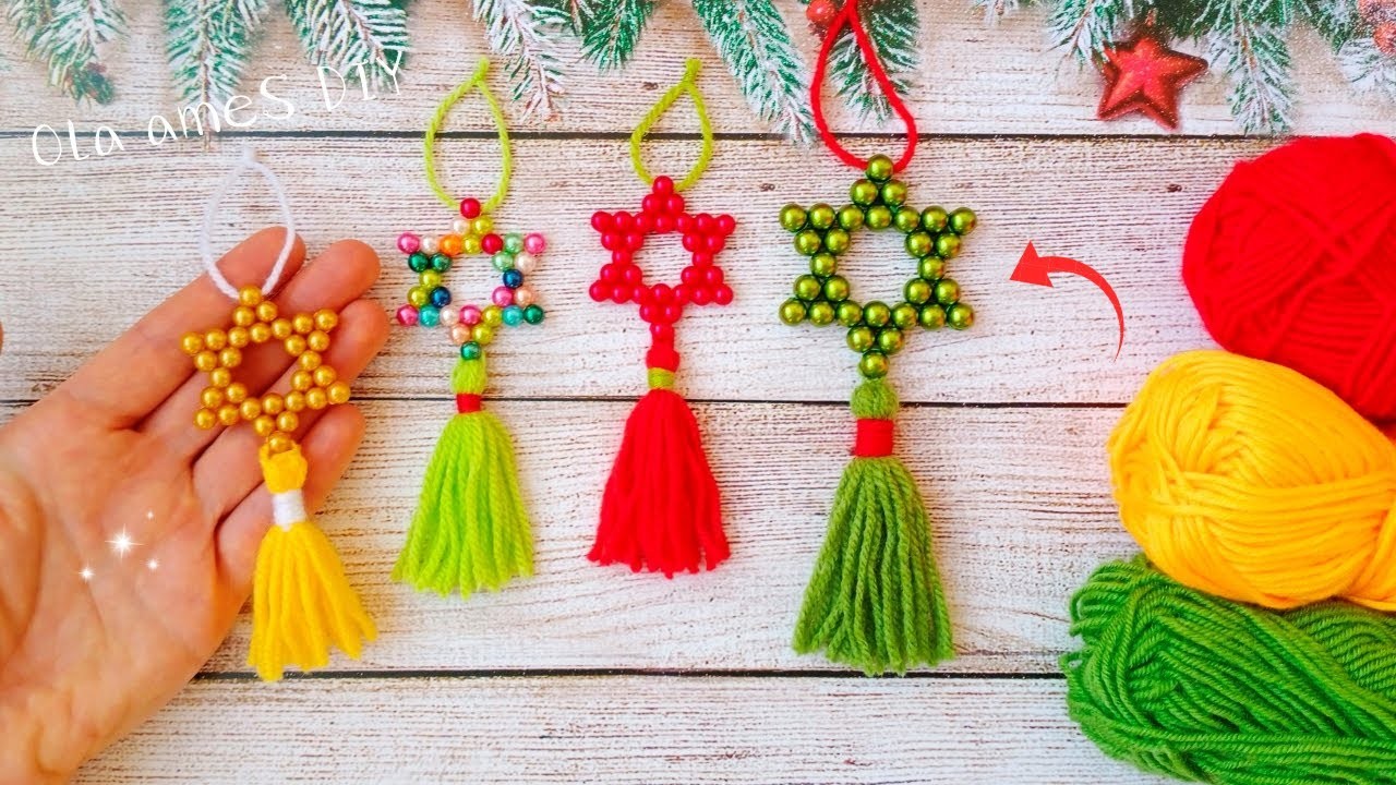 ⭐???? It's so Beautiful ❤️️ Superb Christmas Craft Idea with Wool and Beads - DIY Easy Christmas Crafts