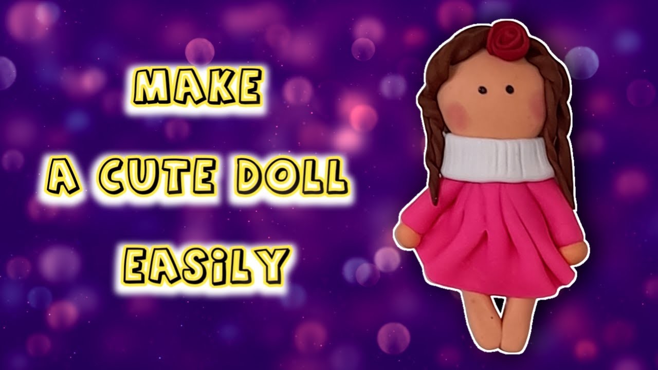 Make a cute and funny doll with handmade or polymer clay, amazing tutorial #DIY #howto #how  #ideas