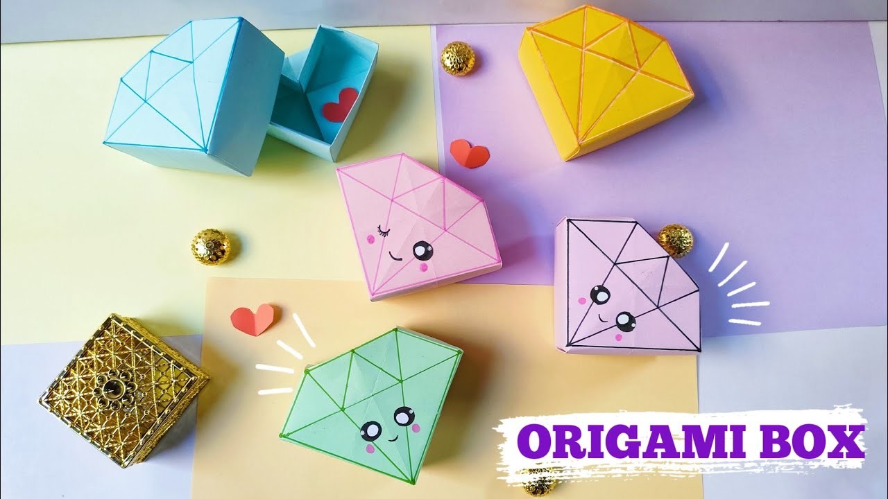 Origami Paper Diamond Box | Easy Paper Craft| How to make paper diamond Easy Paper craft