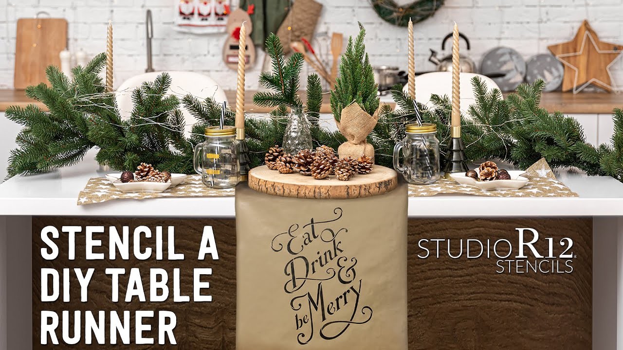 Paint a DIY Paper Table Runner for the Holidays | Easy and Quick Stencil Projects | Paint on Paper