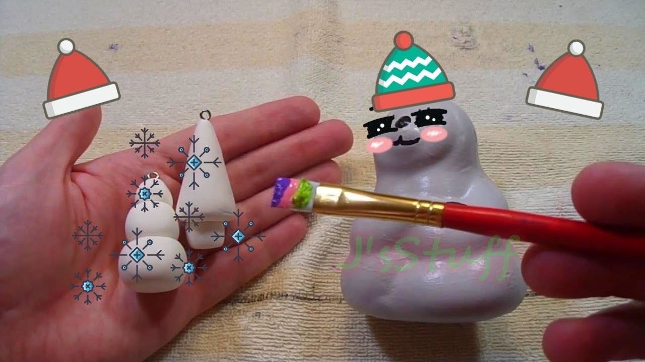 Painting 2 Christmas ornaments I sculpted from air dry clay