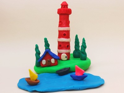 Polymer CLAY TUTORIAL How To Make Miniature LIGHTHOUSE | Clay DIY