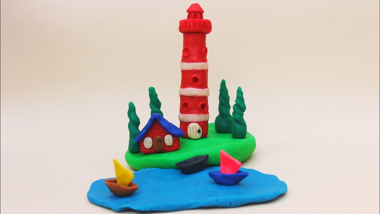 Polymer CLAY TUTORIAL How To Make Miniature LIGHTHOUSE | Clay DIY