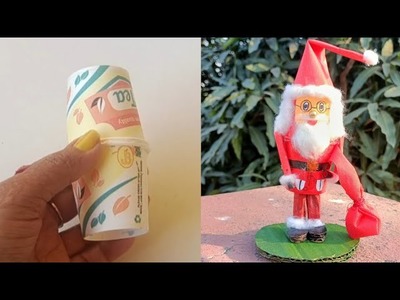 Santa Claus making.Making Santa with paper cup.Christmas day craft ideas