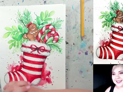 "Stocking Treasures" - Watercolour Painting Tutorial | Learn to paint with step-by-step instructions