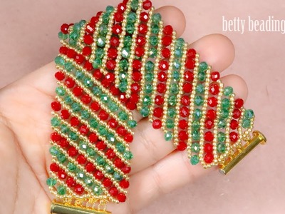 Stylish and elegant beaded bracelet with Christmas colors elegant and easy for beginners
