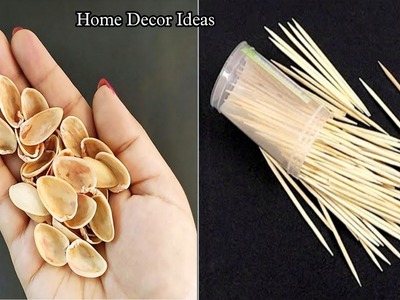 Superb home decor ideas using waste pista shells and toothpick - diy crafts - room decor