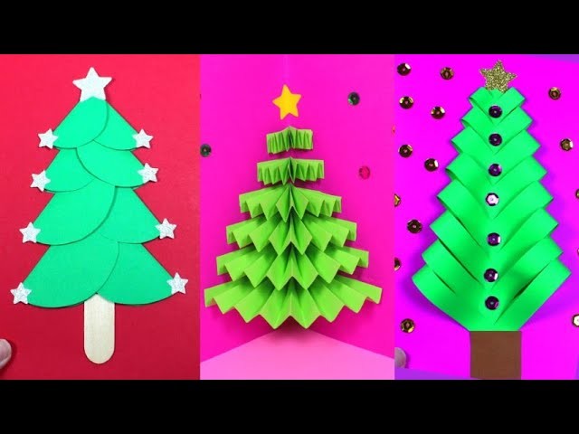 3 Easy Ways Paper Christmas Cards | Christmas Tree Paper Craft