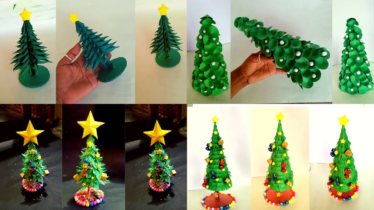 ????????4easy way to make christmas tree with colour paper.attractive christmas decorations. diy tree