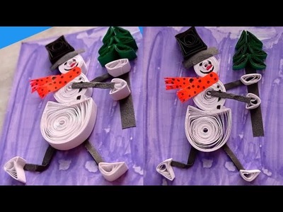 Christmas Easy Paper Crafts. Christmas Decoration Project for School.How to Make Quilling Snowman