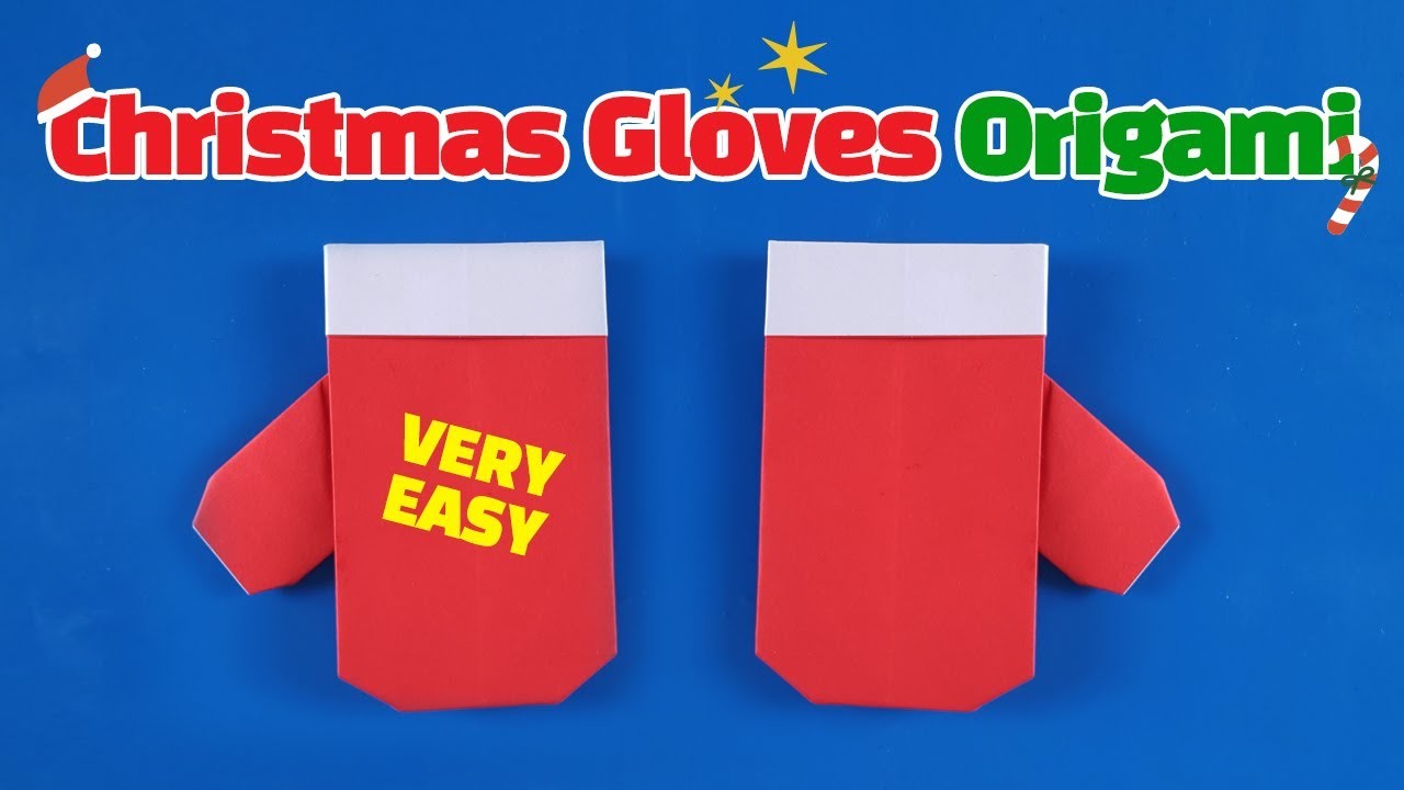 Christmas Origami - How To Make Easy Paper Christmas Gloves. Paper Craft Ideas. Easy Paper Craft