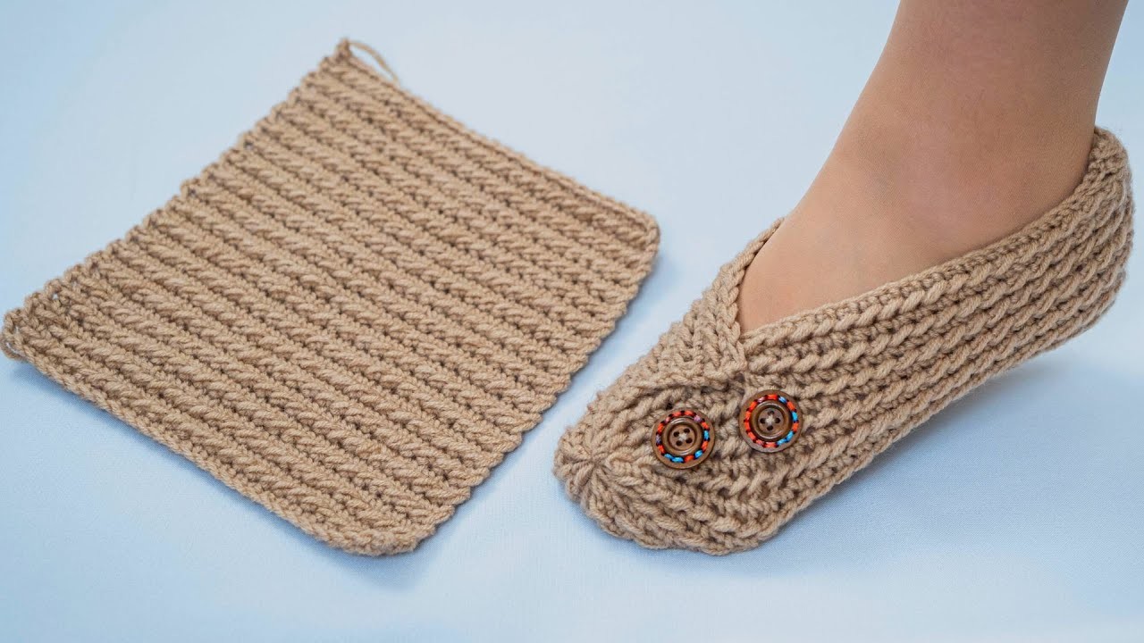 Crochet slipper out of a rectangle - for beginners!