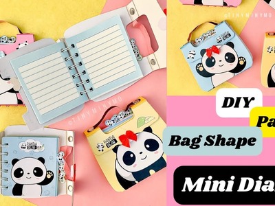 DIY Bag Shape Mini Diary. Homemade Panda Notebook. Paper Craft Ideas