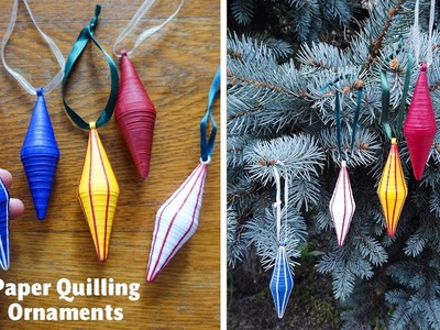 DIY How to make diamond-shaped paper quilling ornaments - Christmas Tree Decorations