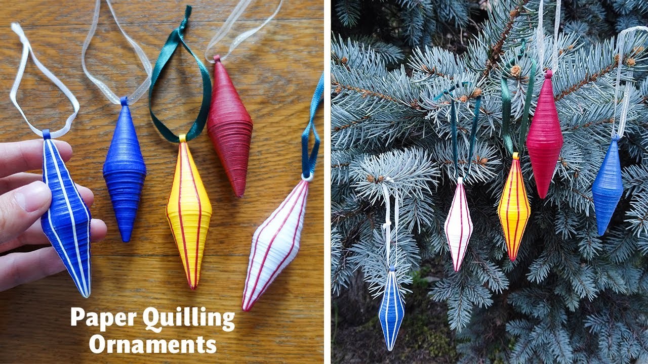 DIY How to make diamond-shaped paper quilling ornaments - Christmas Tree Decorations