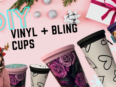 DIY Patterned Vinyl STRATA CUPS with Blinged lids