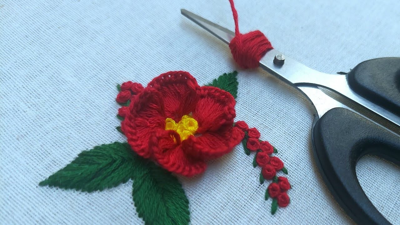 Hand embroidery: easy and beautiful flower design|latest hand embroidery