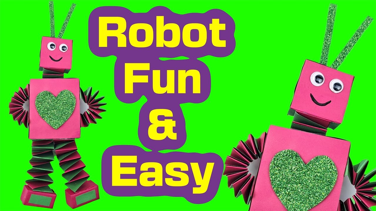 How to make a paper robot, Moving paper TOYS, Easy paper crafts, DIY, Origami Robot Easy