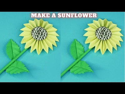 How to make a sunflower out of colored paper - Ideas to make decorative paper flowers