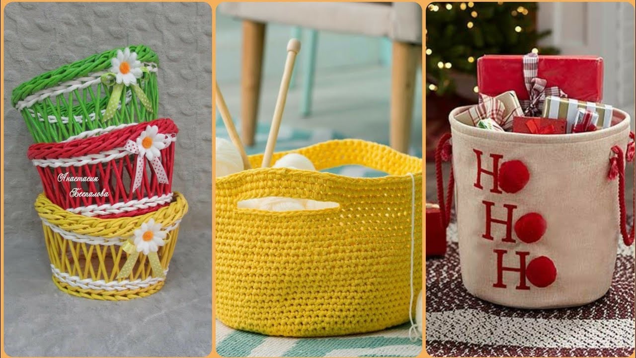 Modern and unique crochet storage basket designs - Free crochet patterns