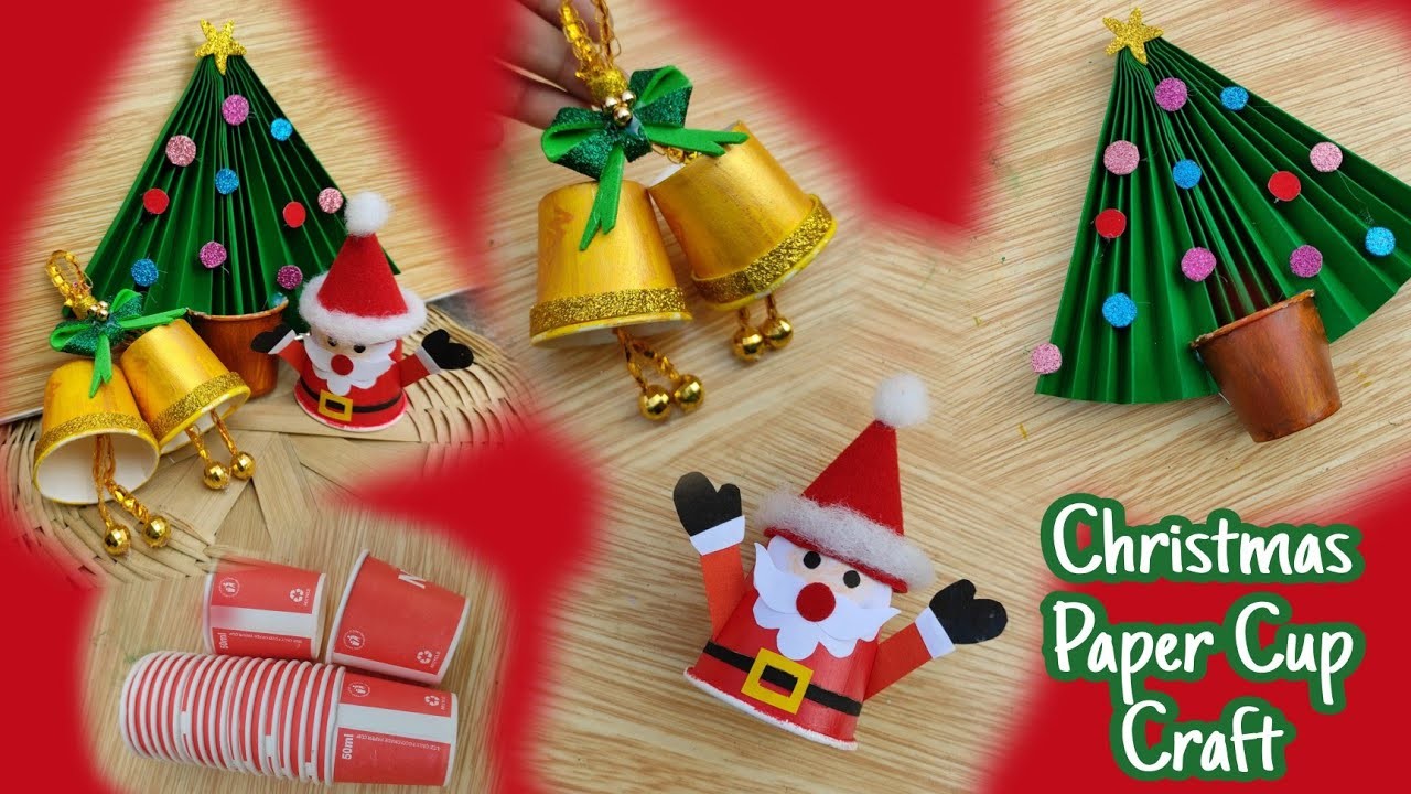 Paper cup christmas craft for kids.christmas crafts with paper cup.coffee cup christmas ornament