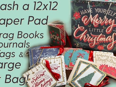 Smash a whole 12x12 Paper Pad with me! Make 6 Brag Books, 6 Journals, 12 Tags, & 1 Large Gift Bag!